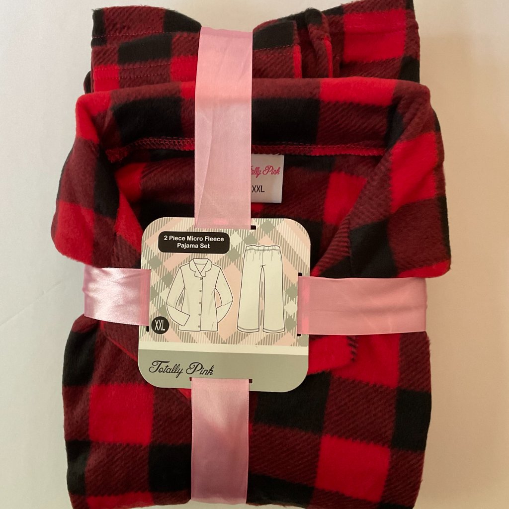 Totally Pink Women's Traditional Buffalo Plaid Fleece Pajamas Nwt Size Xxl